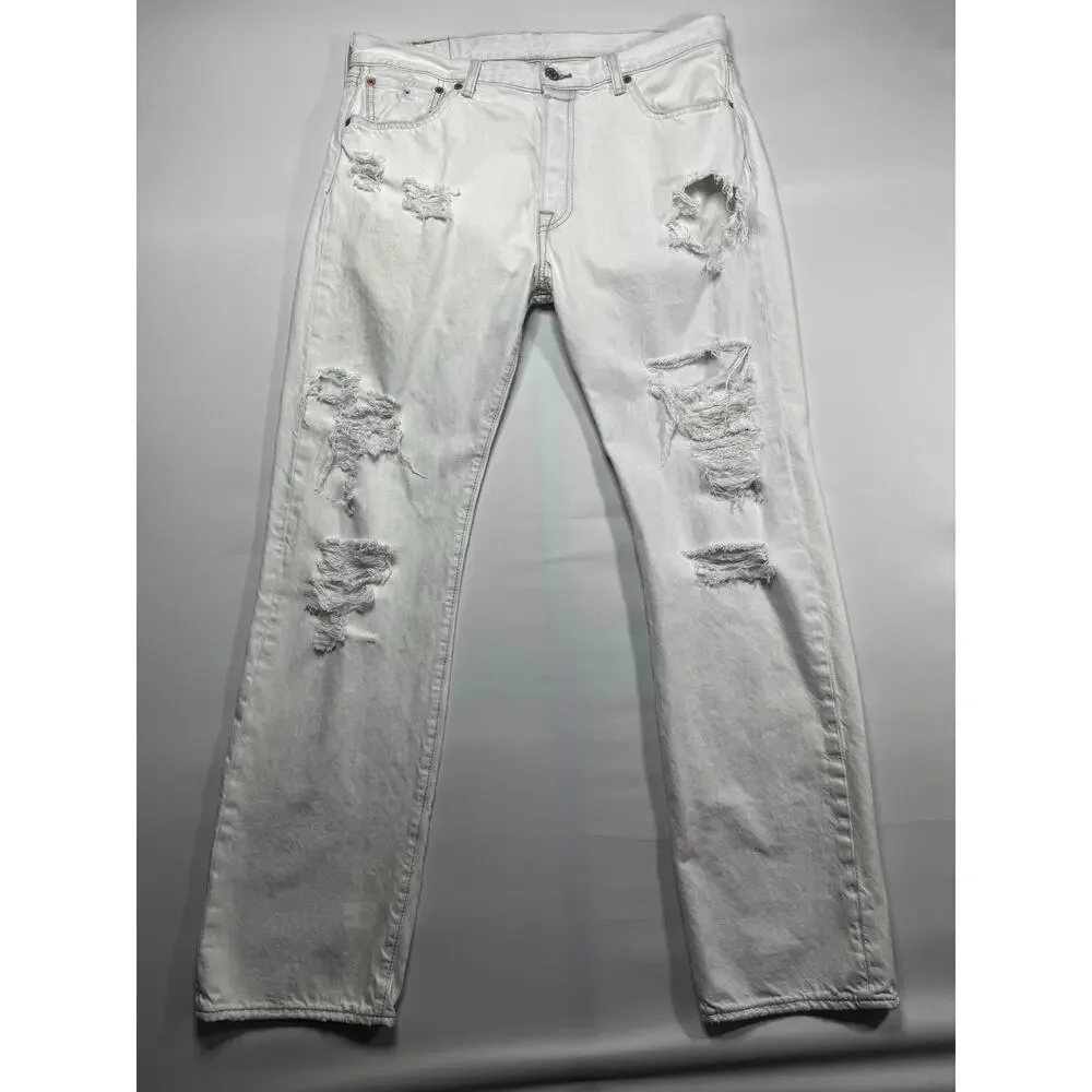 Levi's 501 Men's Distressed Straight Leg Button Fly Jeans - Size 34x31.5*